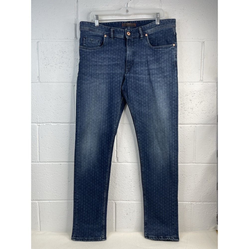 Robert Graham Men's Jeans 34x32 Dark Wash Stretch Devil Fly Map Pocket Premium